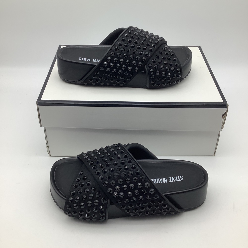Steve Madden Black Studded Slide Sandals